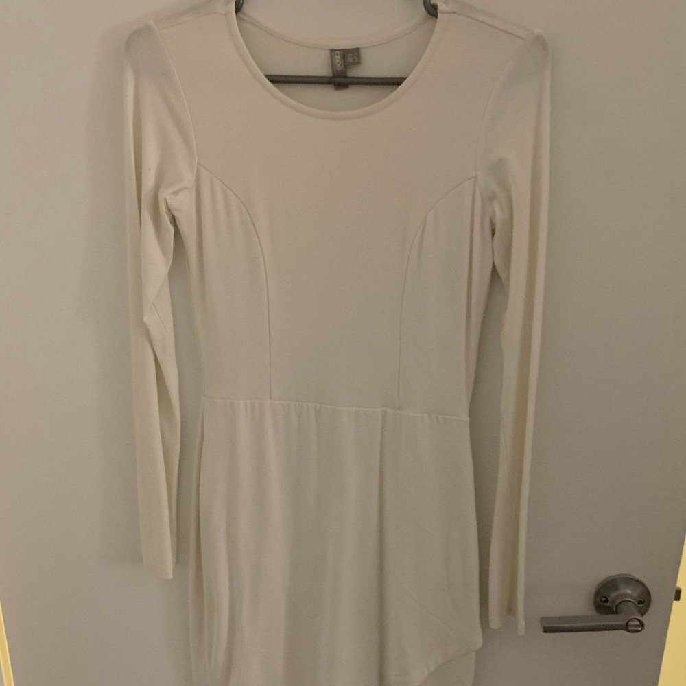 White Long Sleeve Body Con Dress